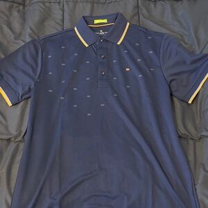 Elegant Navy Polo Shirt with Yellow Trim